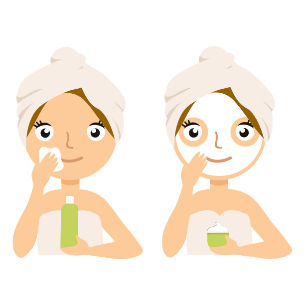 妇女做面膜家庭水疗治疗程序素材图片