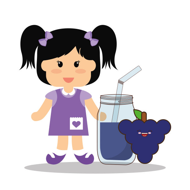 可爱的葡萄汁女孩图片下载