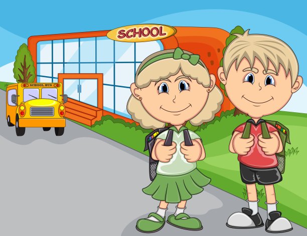 孩子们去学校卡通图片下载
