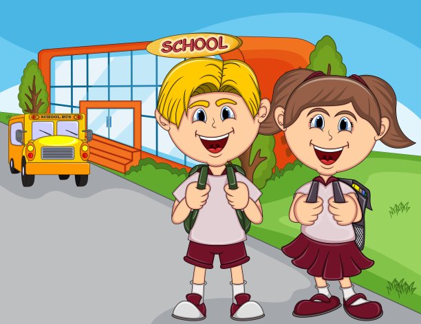 孩子们去学校卡通图片下载