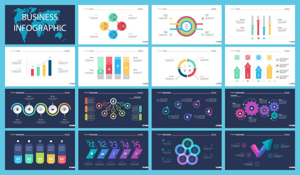 丰富多彩的或物流概念信息图表集图片下载