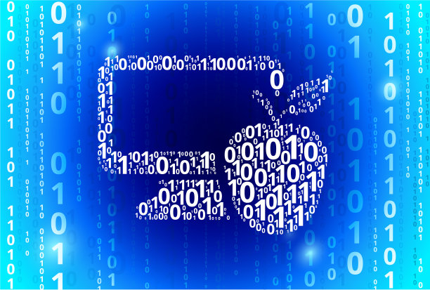 笔记本电脑和苹果二进制代码蓝色矢量模式背景图片下载