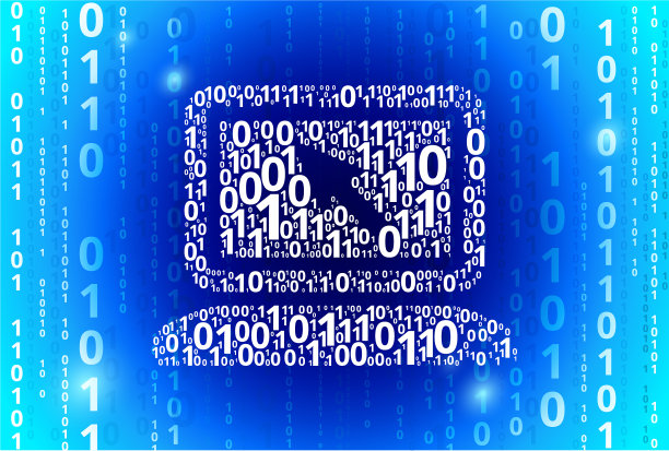 笔记本电脑二进制代码蓝色矢量模式背景图片下载