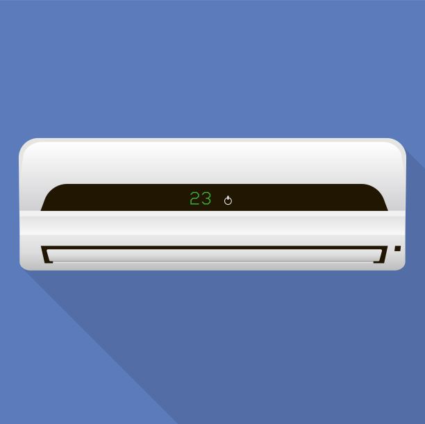 空调矢量图像。一个现实的白色空调冷却和加热空气图片下载