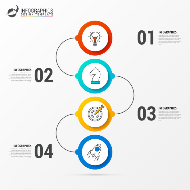 信息图表设计模板。经营理念有4个步骤图片下载