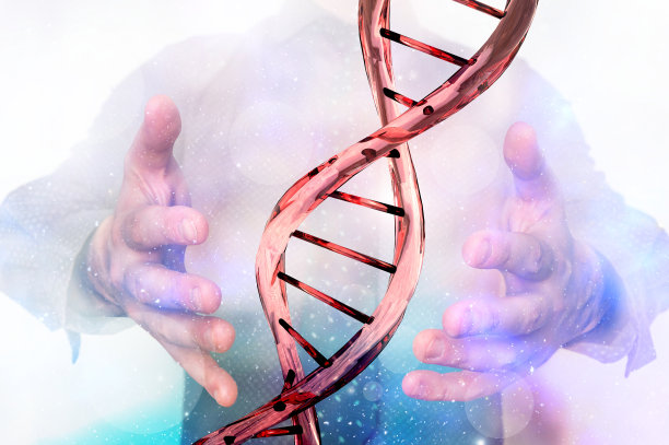 男人手持DNA分子素材图片