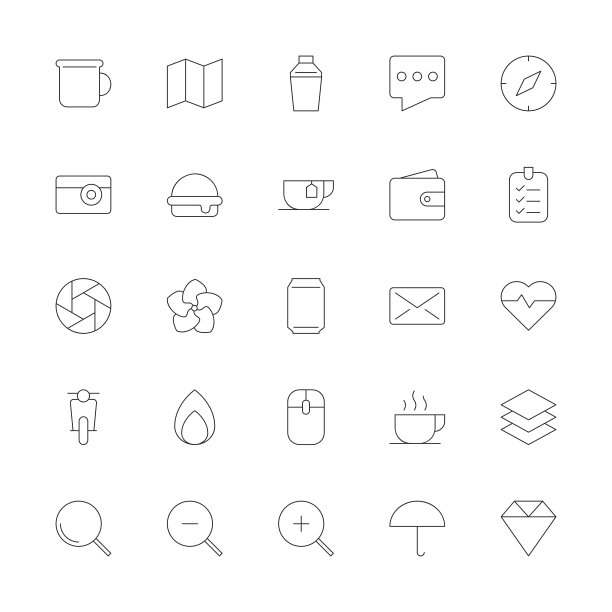 通用图标集1 -超薄线系列图片下载