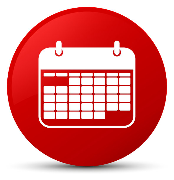 日历图标红色圆形按钮图片下载