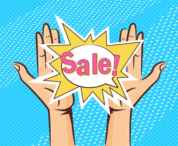 波普艺术手销售矢量图片下载