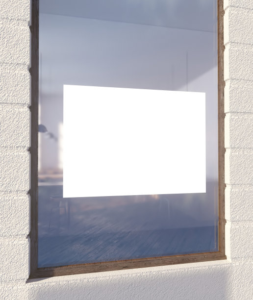 3d插画海报上的窗口标志，空间，商店，街道，上，视图，墙壁，白色，窗户图片下载