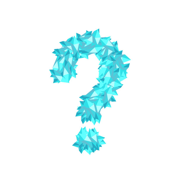 问号符号水晶钻石3D虚拟设置插图宝石概念设计蓝色，孤立在白色背景，矢量eps 10图片下载