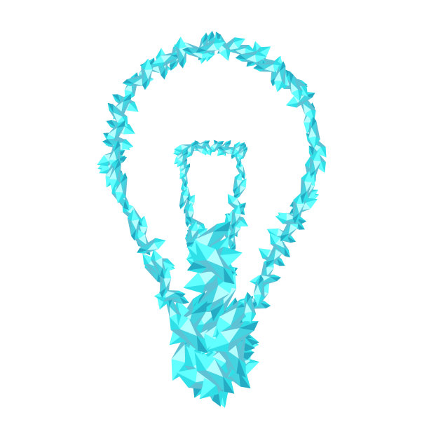 白炽灯灯泡符号水晶钻石3D虚拟设置插图宝石概念设计蓝色，孤立在白色背景，矢量eps 10图片下载