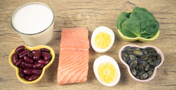 含有大量维生素d的产品。素材图片