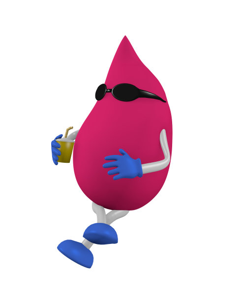 带上太阳镜和粉红色饮料坐着的3d人物图片下载