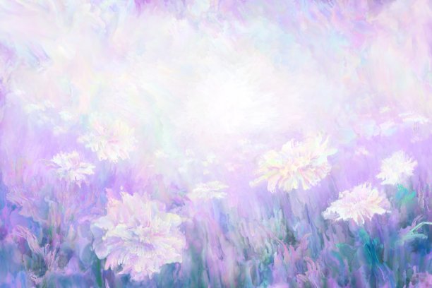 夏日草地，油画图片下载