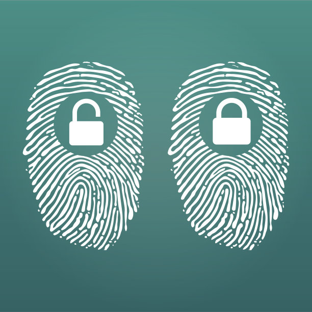 指纹与锁定解锁。网络安全和黑客概念。矢量插图孤立在现代背景。图片下载