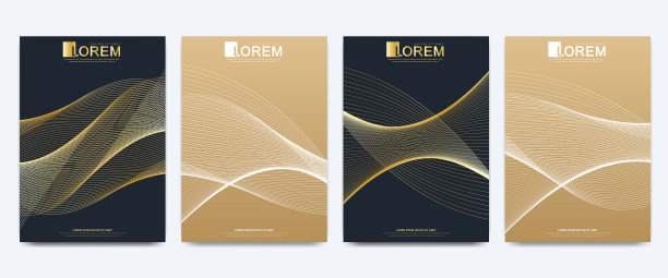 现代矢量模板的小册子，传单，传单，封面，目录，杂志或年报A4大小。商业、科技设计书籍排版。金色波浪的呈现图片下载