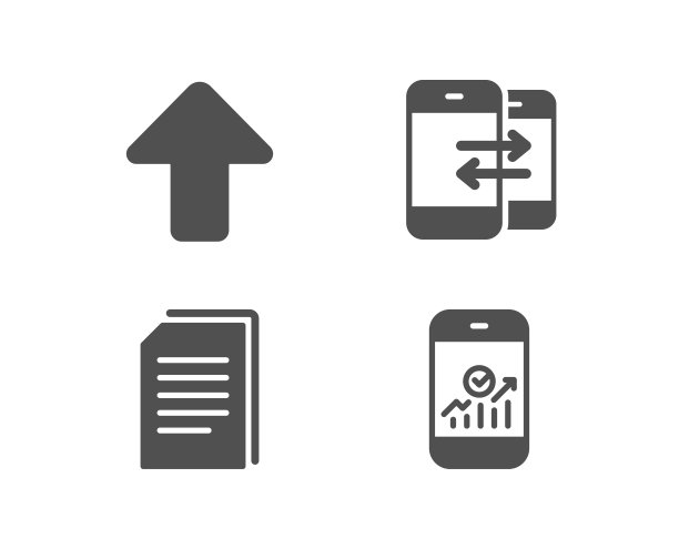 复制文件，电话通信和上传图标。智能手机数据信号。图片下载