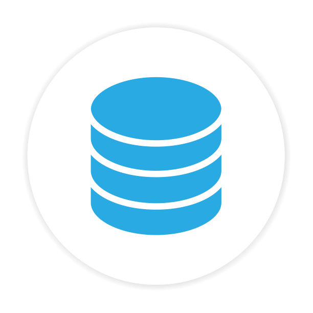 蓝色数据库图标圆框架白色背景矢量图像图片下载