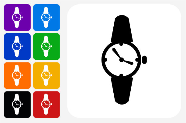 时钟图标方形按钮设置图片下载