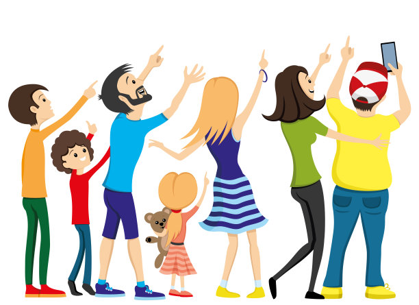 一群人抬头看。图片下载