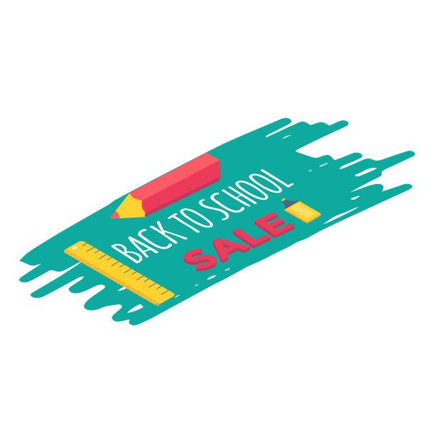 等距3d学校用品集钢笔，橡皮和尺子。图片下载