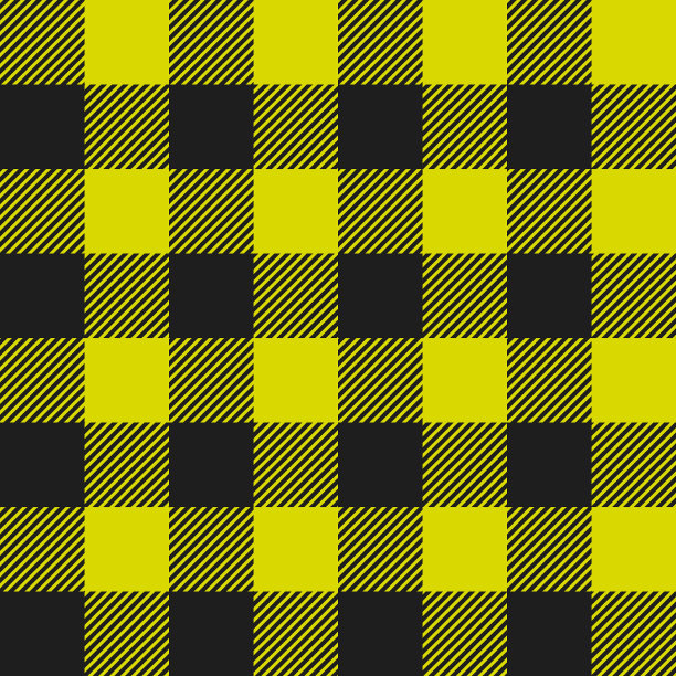 黄色和黑色水牛格子无缝模式图片下载