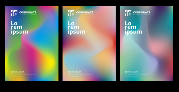 抽象现代彩色渐变造型构成封面集设计。素材图片