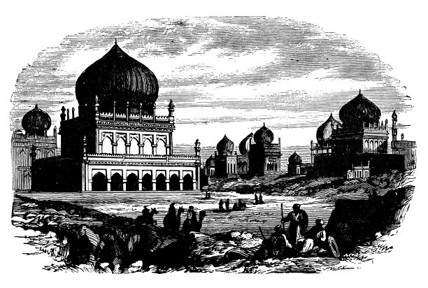 古董雕刻插图:国王之墓，戈尔康达图片下载