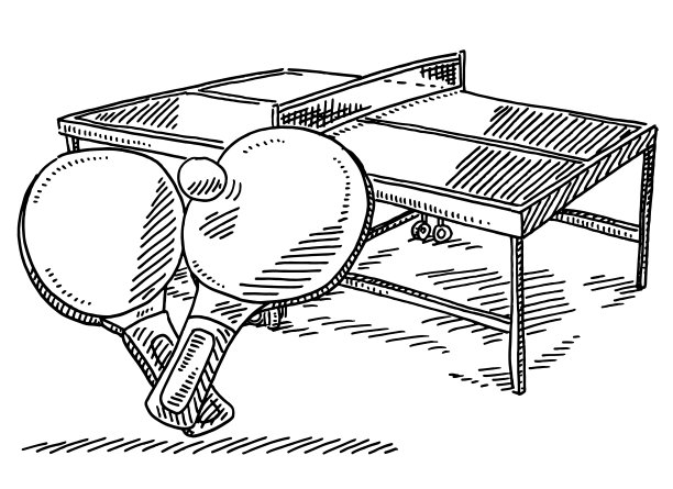 乒乓球运动绘画素材图片