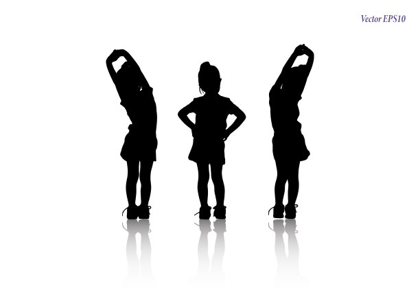 亚洲儿童伸展运动。孤立在白色背景上。图片下载