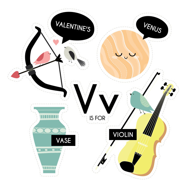 孩子字母表。字母V。图片下载