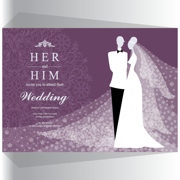 婚礼邀请卡模板与纸艺术和工艺风格在纸颜色的背景。图片下载