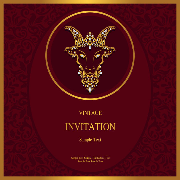 黄道十二宫星座套星座符号邀请卡模板与黄金图案和水晶在纸颜色的背景。图片下载