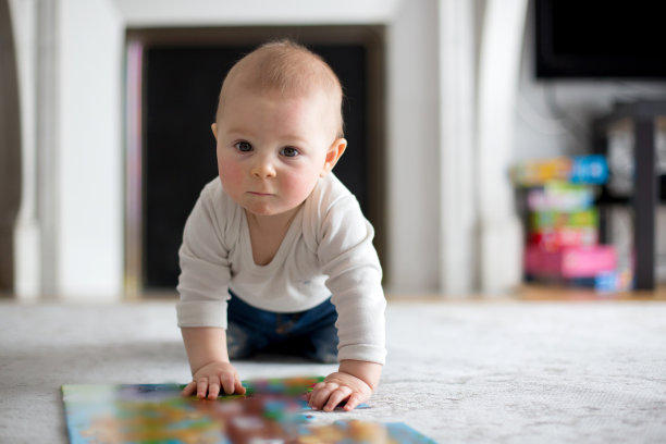 可爱的小男孩，在家里玩，爬图片下载