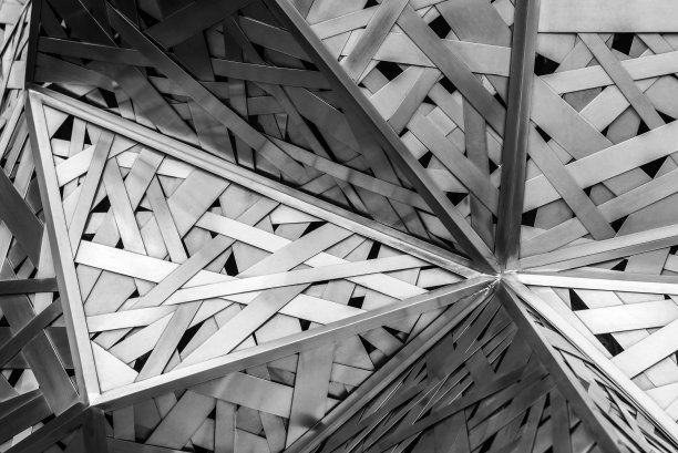 现代建筑黑白钢结构，建筑设计，建筑背景概念。图片下载