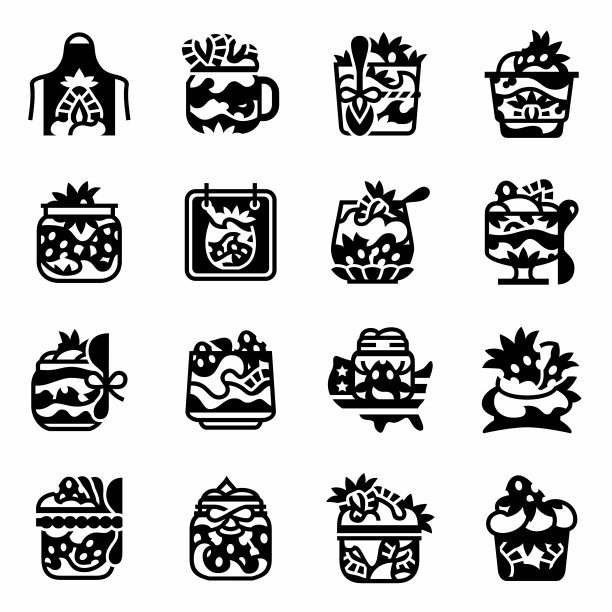 矢量国家草莓冻糕日图标集图片下载