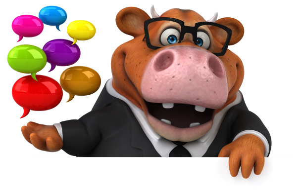 有趣的牛- 3D插图图片下载