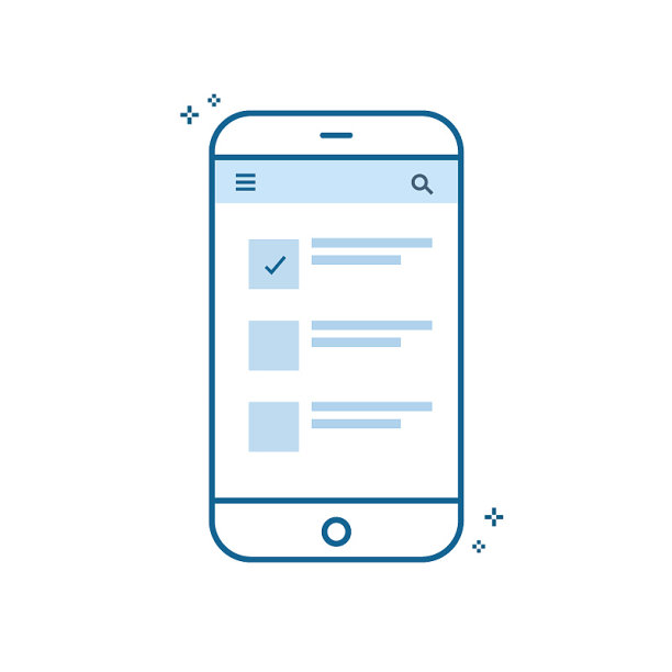 智能手机屏幕上的复选框。最小的矢量图图片下载