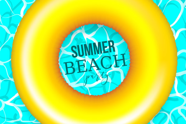 夏季水池波浪海报素材图片