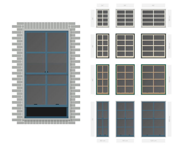矢量单悬四节典型窗口设置不同的大小和颜色图片下载