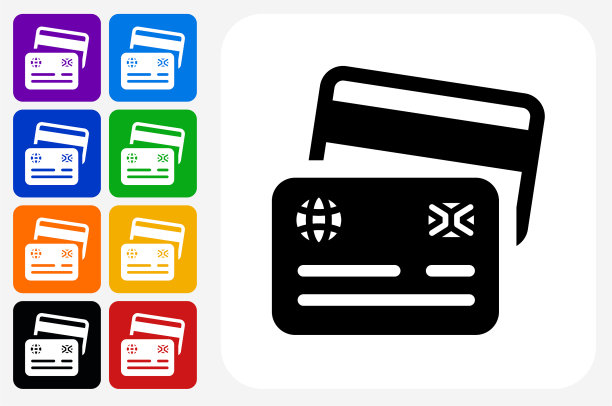 信用卡图标方形按钮套装图片下载