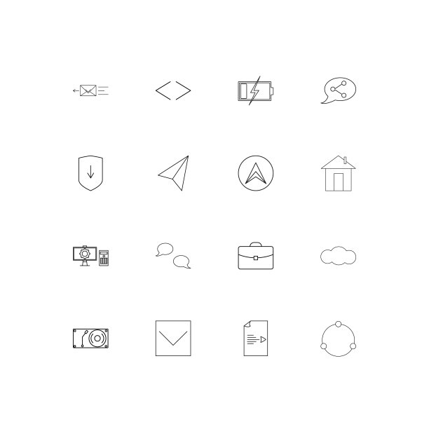 物联网线性薄图标集。勾勒出简单的矢量图标图片下载