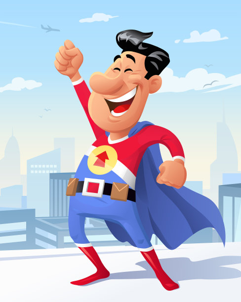 屋顶上的超级英雄素材图片