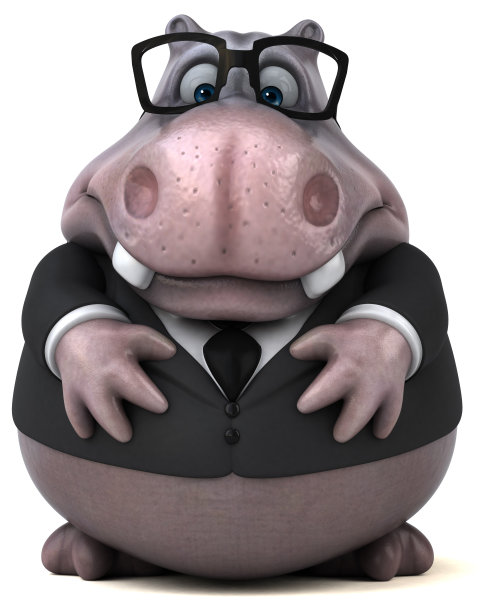 有趣的河马- 3D插图素材图片