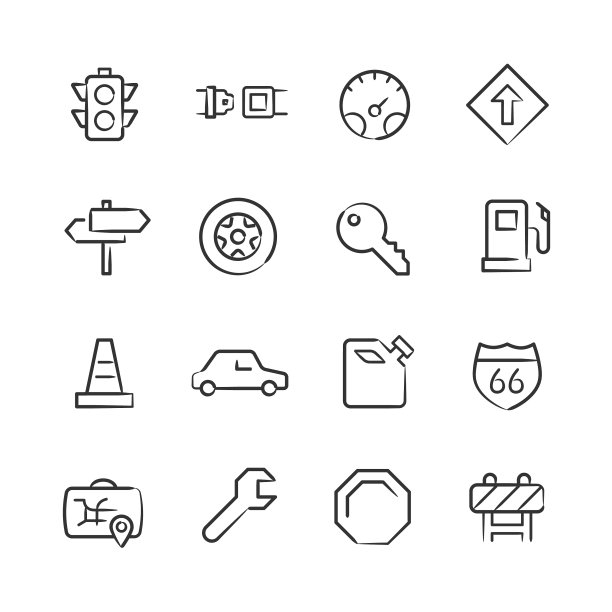 汽车图标-素描系列图片下载