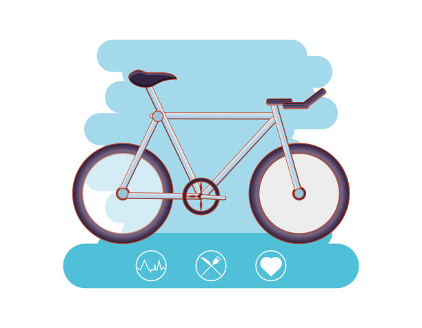 自行车健康的生活方式设置图标图片下载