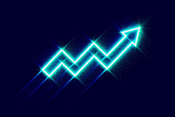 在黑暗的背景上发光的箭头。矢量插图。图片下载