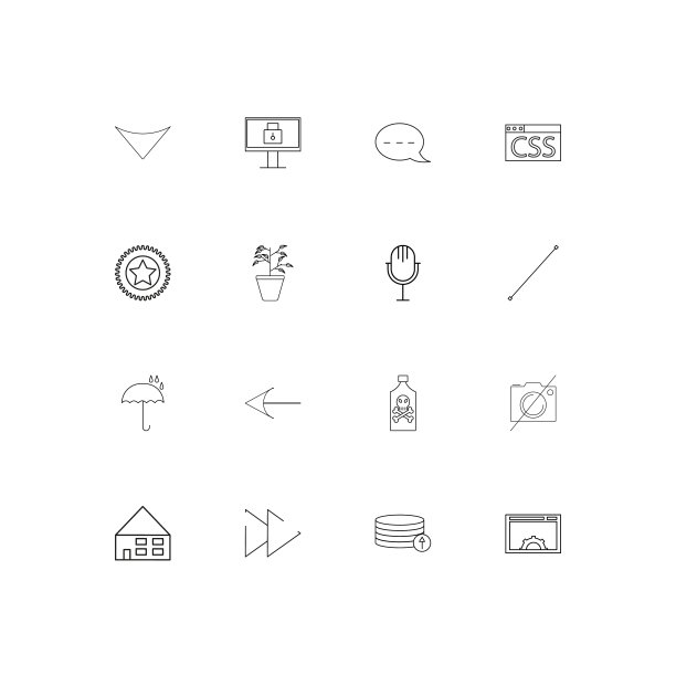 符号和符号线性细图标集。勾勒出简单的矢量图标图片下载
