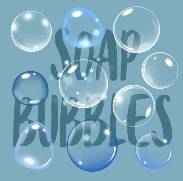 真实的肥皂泡在蓝色背景与文本。矢量肥皂泡插图。肥皂泡。矢量图图片下载